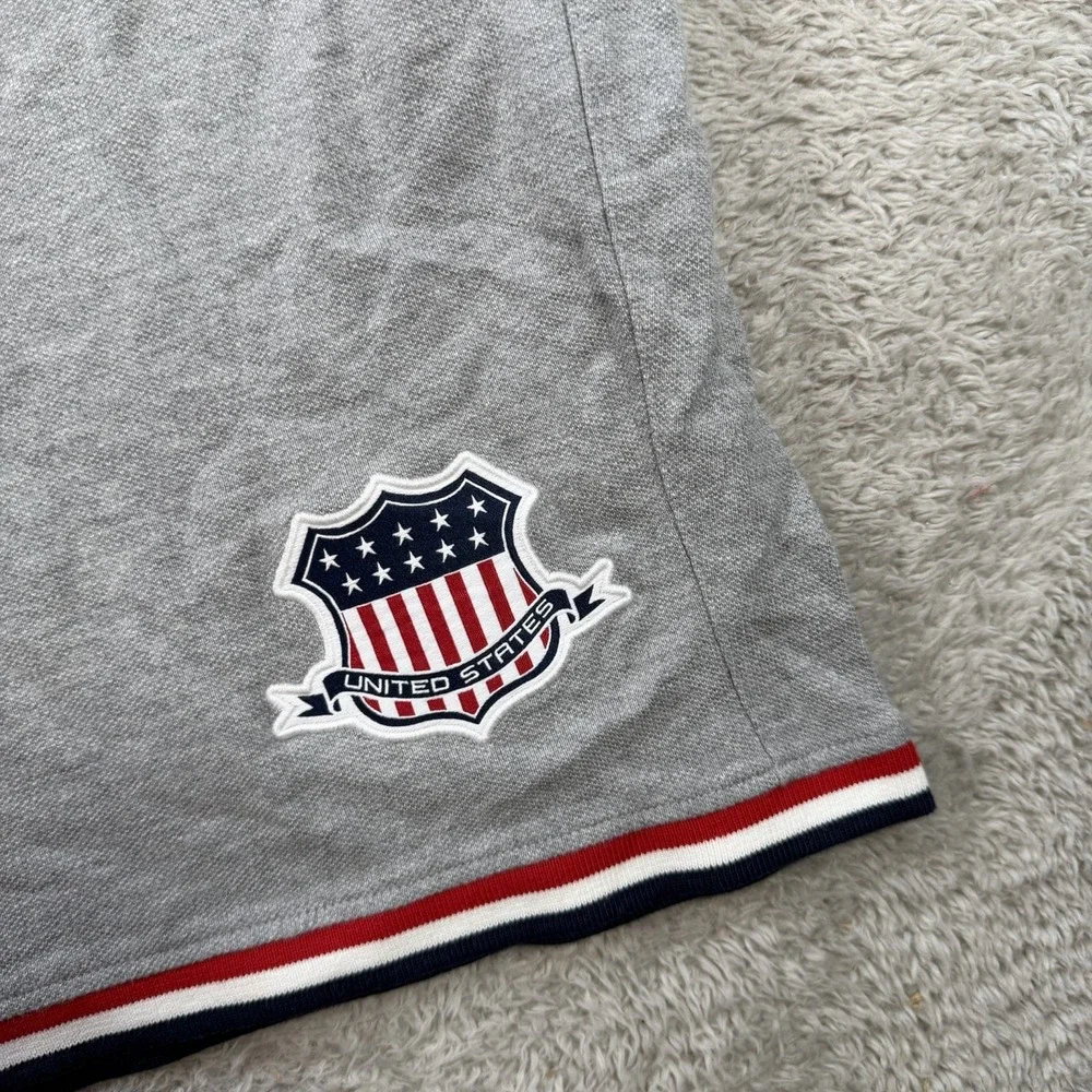 Polo Ralph Lauren Shorts Mens 5XB Grey Drawstring Sweat USA Flag Crest Gym